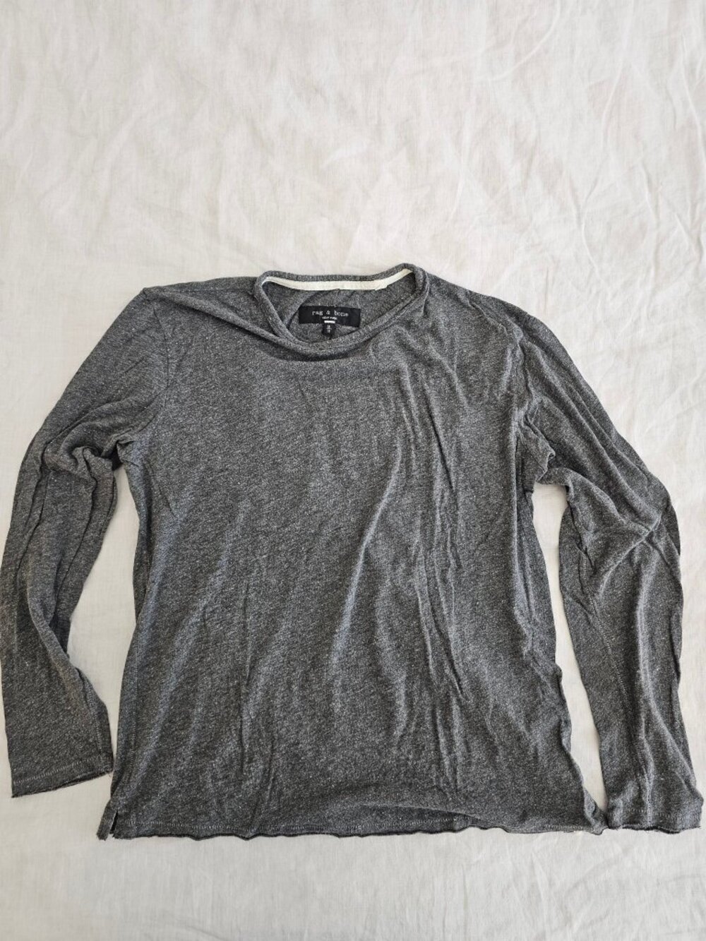 Rag & Bone Mens Long Sleeve Crewneck T-Shirt M Heather Gray Fleck Tee